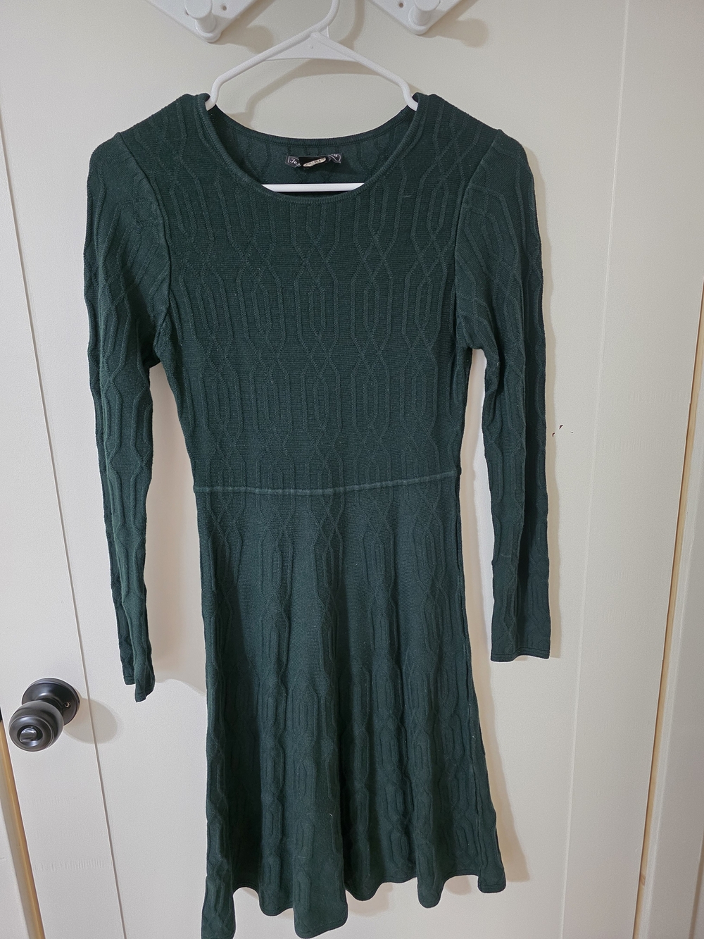 Jessica Howard Dark Green Long Sleeve Fit-And-Flare Knit Dress